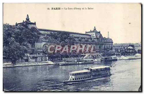 Ansichtskarte AK Paris La Gare D&#39Orsay Et La Seine Peniche Bateau