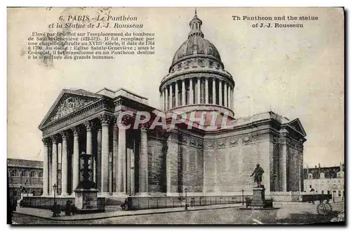 Cartes postales Paris Le Pantheon Et La Statue De Rousseau