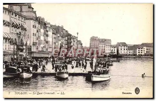 Ansichtskarte AK Toulon Le Quai Cronstadt Bateaux