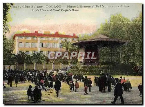 Cartes postales Toulon Place d&#39armes et prefecture maritime Kiosque