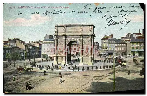 Cartes postales Marseille Place D&#39Aix Et Arc De Triomphe