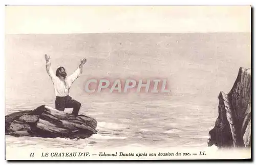 Cartes postales Le Chateau D&#39If Edmond Dantes apres son evasion du sac Marseille