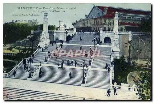 Cartes postales Marseille Escalier Monumental De La Gare St Charles