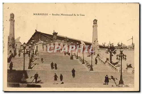 Cartes postales Marseille Escalier Monument De La Gare St Charles