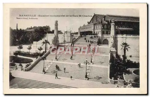 Cartes postales Marseille Gare Et Escalier Monumental de la gare St Charles