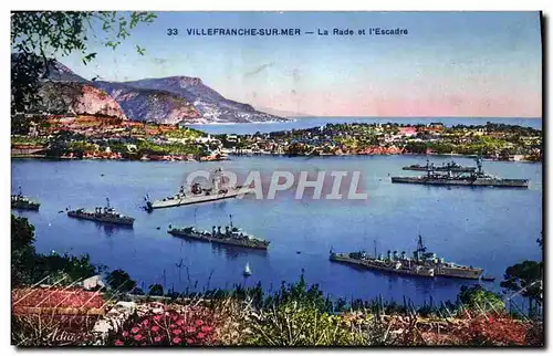 Cartes postales Villefranche Sur Mer La rade et l&#39escadre Bateaux