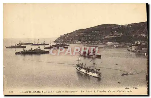 Cartes postales Villefranche Sur Mer La Rade L&#39Escadre De La Mediterranee Bateaux