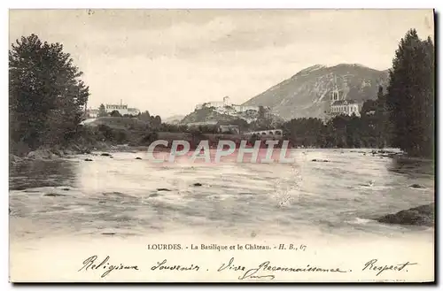 Cartes postales Lourdes La Basilique Et Le Chateau