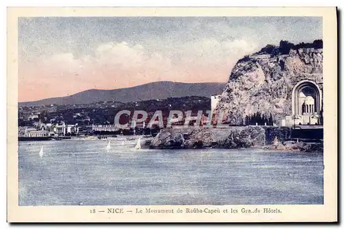 Cartes postales Nice Le Monument De Rauba Capeu Et Les Grands Hotels