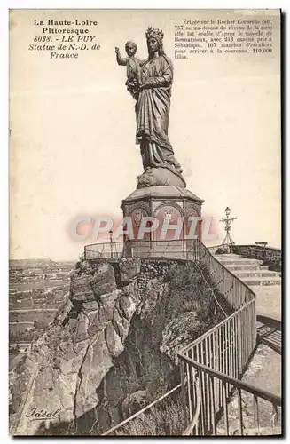 Cartes postales Le Puy Statrue de Notre Dame de France