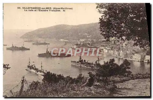 Cartes postales Villefranche Sur Mer La rade et l&#39escadre francaise Bateaux