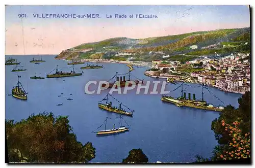 Cartes postales Villefranche Sur Mer Le Rade et l&#39Escadre Bateaux