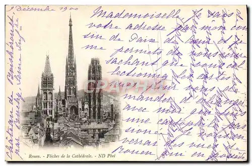 Cartes postales Rouen Fleches de La Cathedrale