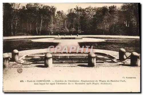 Cartes postales Foret De Compiegne Clairiere de L'Armistice Emplacement du wagon du Marechal Foch Militaria