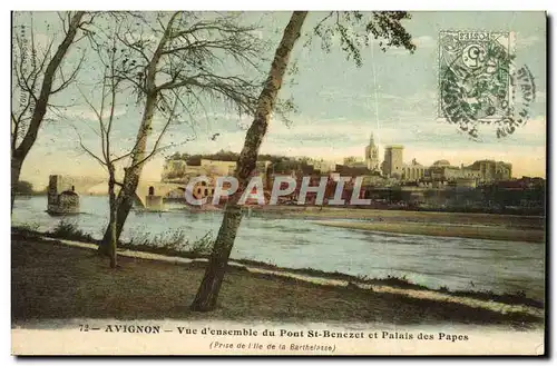 Cartes postales Avignon Vue d&#39ensemble du Pont St Benezet et palais des papes