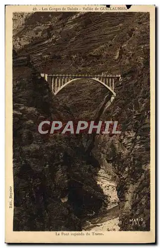 Cartes postales Les gorges de Daluis Vallee de Guillaumes Le pont suspendu du Trams