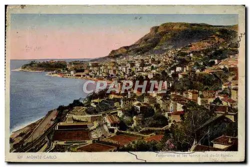 Cartes postales Monte Carlo Panorama Et Les Tennis vus de St Romain