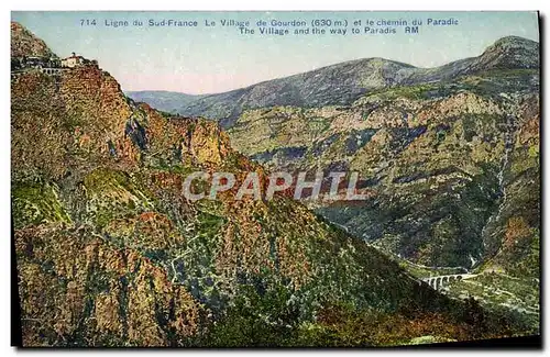 Cartes postales Ligne Du Sud France Le Village De Gourdon et le chemin du paradis