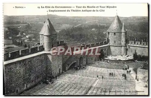 Cartes postales Carcassonne Tour Du Moulin Et Tour Mipadre Emplacement du theatre antique de la cite