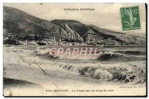 Ansichtskarte AK Menton La Plage Par Un Coup De Mer