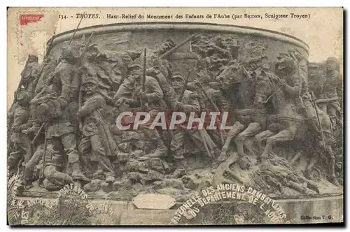 Ansichtskarte AK Troyes Haut Relief Du Monument Des Enfants De I&#39Aube Militaria