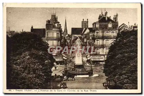 Cartes postales Troyes L'Avenue De La Gare Et I'Entree De La Rue Thiers