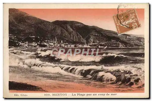 Cartes postales Menton La Plage Par Un Coup De Mer