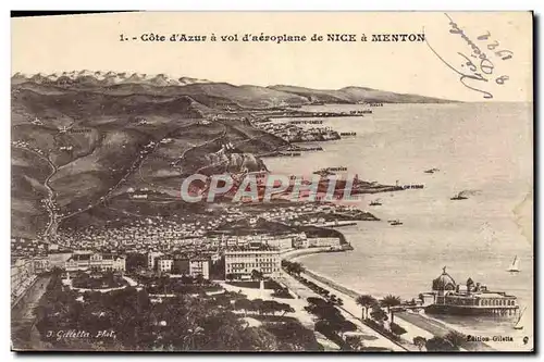 Ansichtskarte AK Cote d&#39azur a vol d&#39aeroplane de Nice A Menton