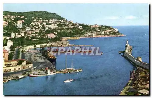 Cartes postales La Cote D&#39Azur Nice Panorama sur le port et Mont Boran Boron