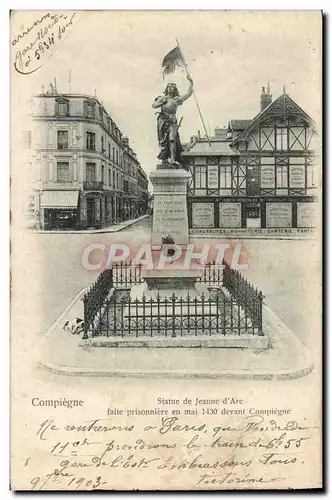 Ansichtskarte AK Compiegne Statue De Jeanne D&#39Arc Faite Prisonniere