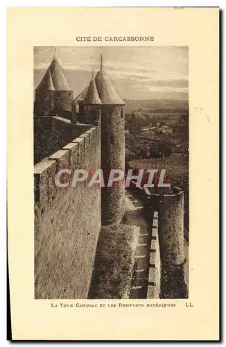 Ansichtskarte AK Cite De Carcassonne La tour Cahuzac et les remparts exterieurs