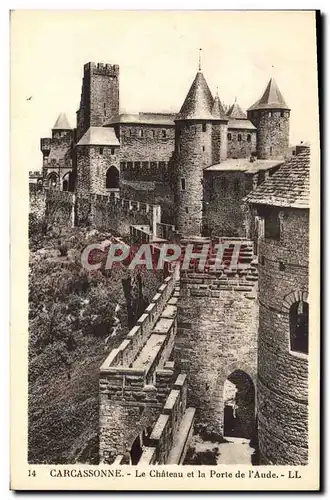 Cartes postales Cite De Carcassonne Le Chateau Et La Porte De I&#39Aude