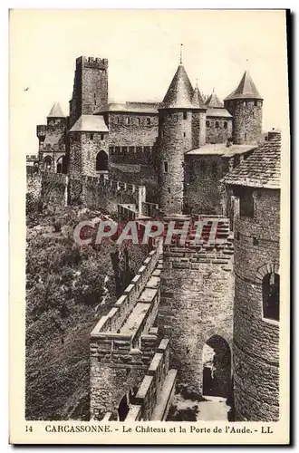 Cartes postales Cite De Carcassonne Le Chateau Et La Porte De I'Aude