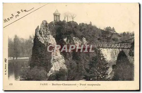 Cartes postales Paris Buttes Chaumont Pont Sespendu