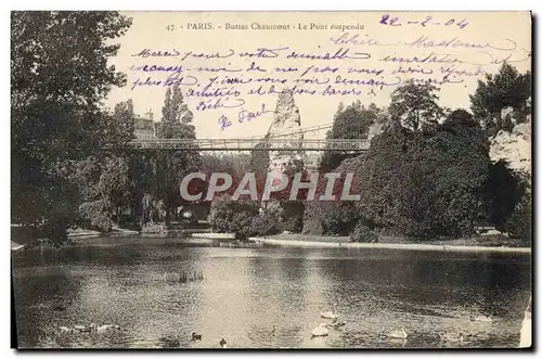 Cartes postales Paris Buttes Chaumont Le Pont Suspendu