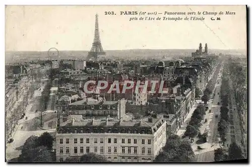 Cartes postales Paris Panorama Vers Le Champ De Mars pris de l&#39Arc de Triomphe de l&#39Etoile Tour Eiffel