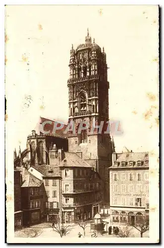 Cartes postales Rodez Le clocher de la Cathedrale et place de la Cite