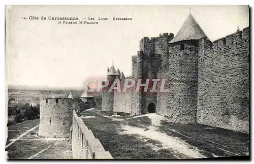 Ansichtskarte AK Cite De Carcassonne Les Lices Barbacane et poterne St Nazaire