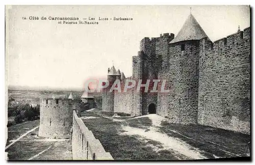 Cartes postales Cite De Carcassonne Les Lices Barbacane et poterne St Nazaire