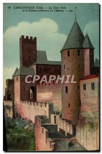 Ansichtskarte AK Carcassonne Le Tour Pinte Et Le Defense Exterieure du chateau