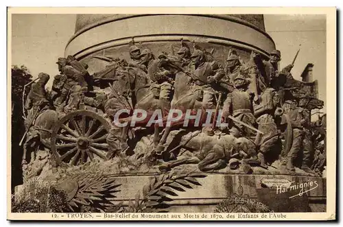 Cartes postales Troyes Bas Relief Du Monument Aux Morts De 1870 des enfants de l'Aube
