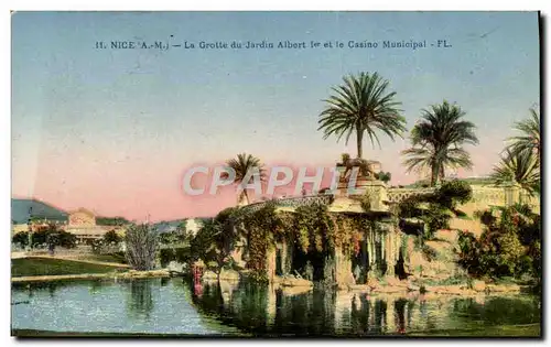 Cartes postales Nice La Grotte Du Jardin Albert 1er et le casino Municipal