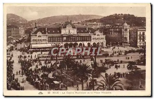 Ansichtskarte AK Nice Le Casino Municipal et la place Massena Tramway