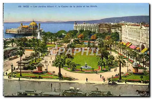 Cartes postales Nice Les Jardins Albert 1er Le Casino De la Jetee Et Les Hotels