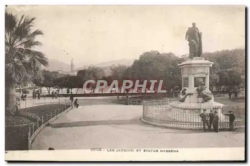 Cartes postales Nice Les Jardins Et Statue Massena