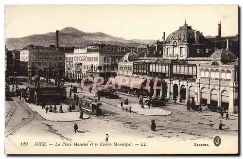 Ansichtskarte AK Nice La Place Massena Et Le Casino Municipal Tramway