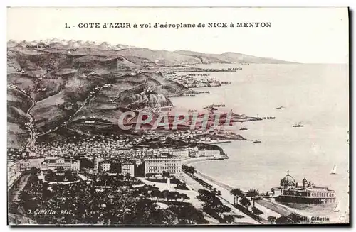 Ansichtskarte AK Cote D&#39Azur Vol D&#39Aeroplane De Nice A Menton