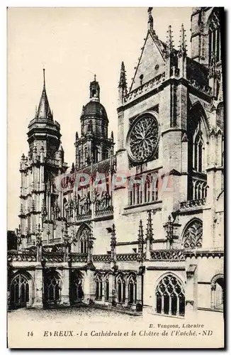 Cartes postales Evreux La Cathedrale et le Cloitre de L&#39Eveche