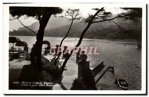 Cartes postales Monte Carlo Beach Contre jour vers Beausoleil