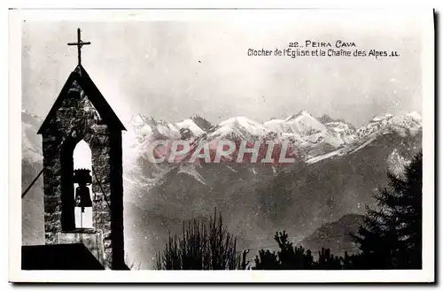 Ansichtskarte AK Peira Cava Clocher de l&#39eglise et la chaine des Alpes